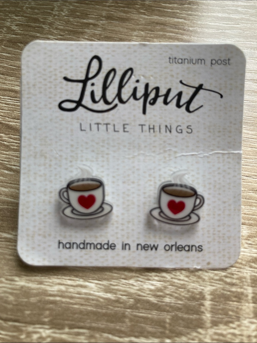 Lilliputian Little Things White & Red Coffee Cup Stud Earrings